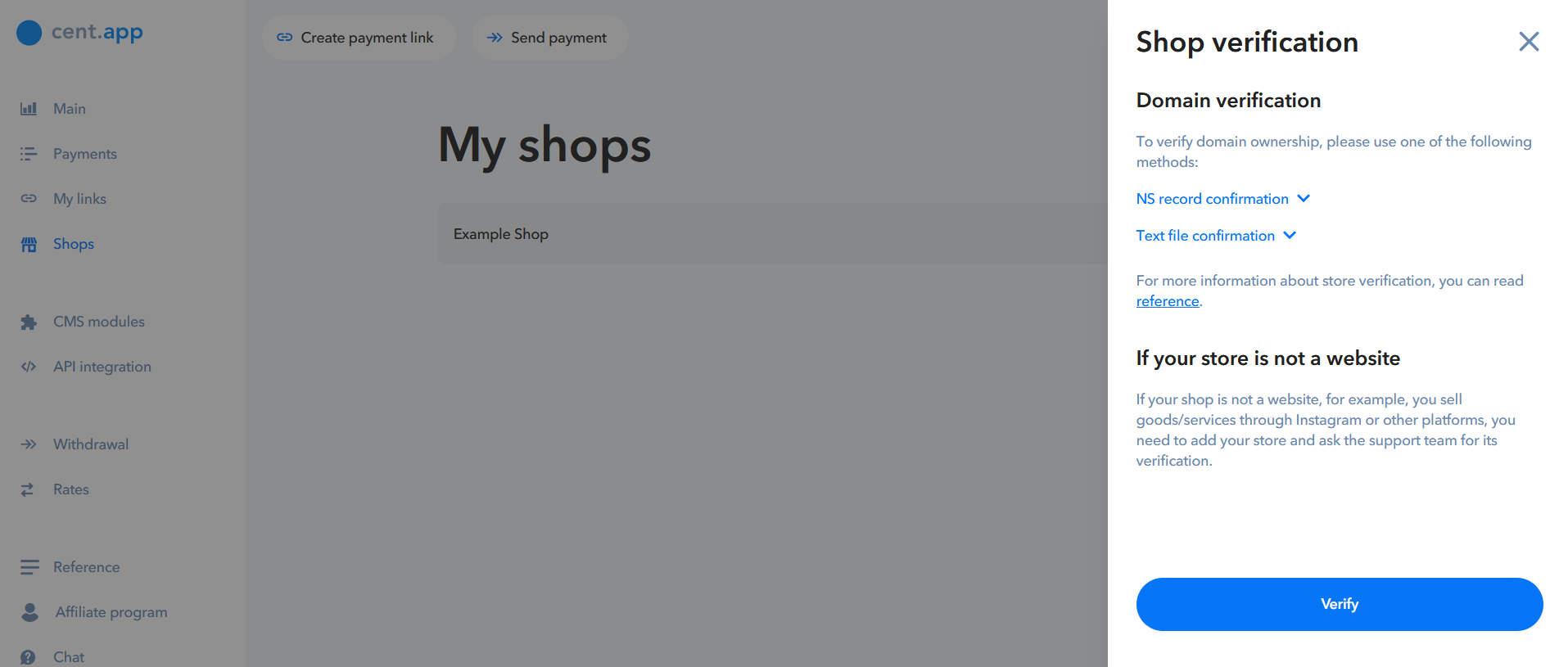 Create and configure shop for CMS or API integration | cent.app